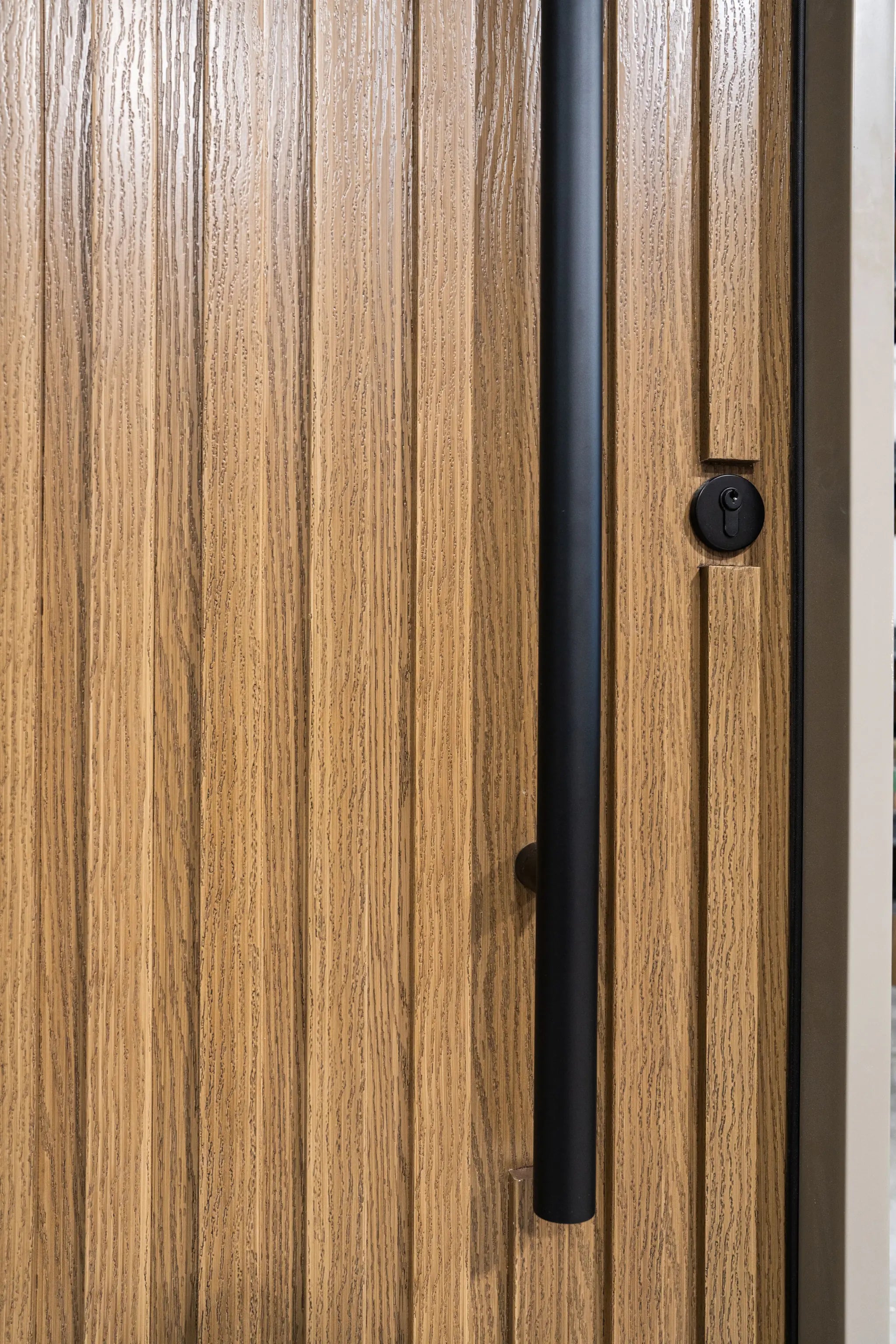 Natural Wood Fluted Luxury Entry Door